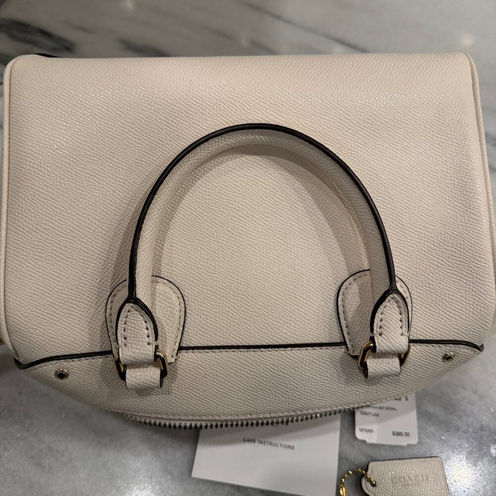 Coach Chalk Cream Mini Bennet Bag with Coach Retired Bag Charm - Picture 7 of 9